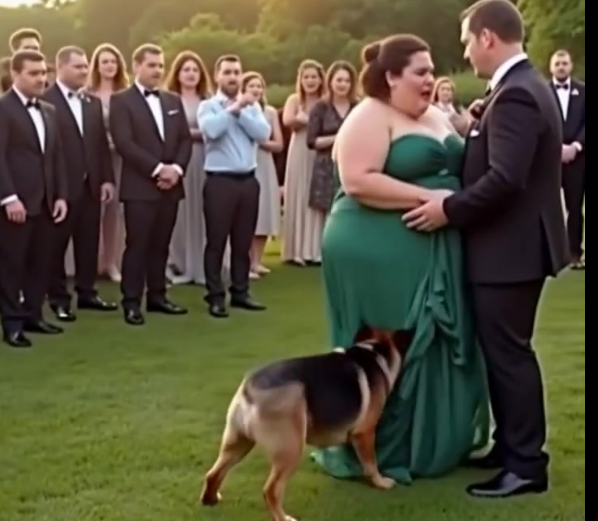Düğün sırasında köpek, elbisesinin altında