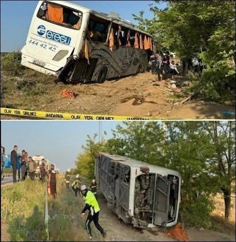 Şehirlerarası yolcu otobüsü kaza yaptı