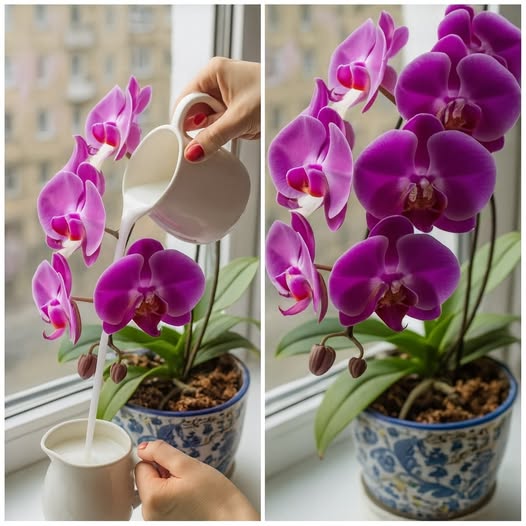 Orkide kökünün üzerine bir çorba kaşığı