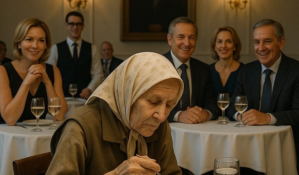 Eski giysiler giymiş bir kadın