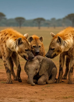 bir sırtlan sürüsü saldırmaya hazır