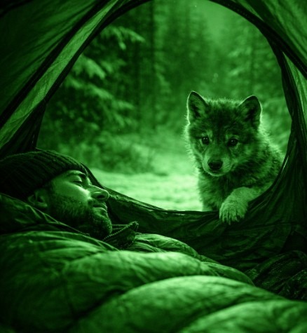 ormanın ortasında bir çadırda