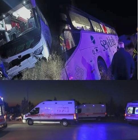 Aksaray’da yolcu otobüsünün devrilmesi