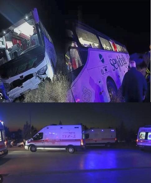 Aksaray’da yolcu otobüsünün devrilmesi